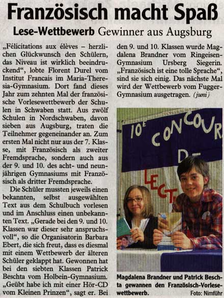 Bericht in der Augsburger Allgemeinen 2008